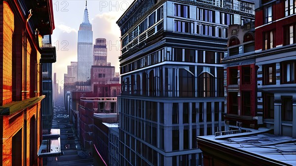 KI generated architectural structure melding computer aided design illustrations with genuine
