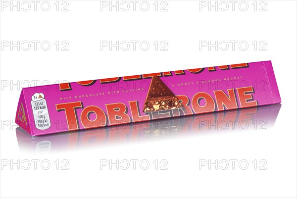 Toblerone chocolate of the sultana variety from Tobler and Mondelez International Freelance