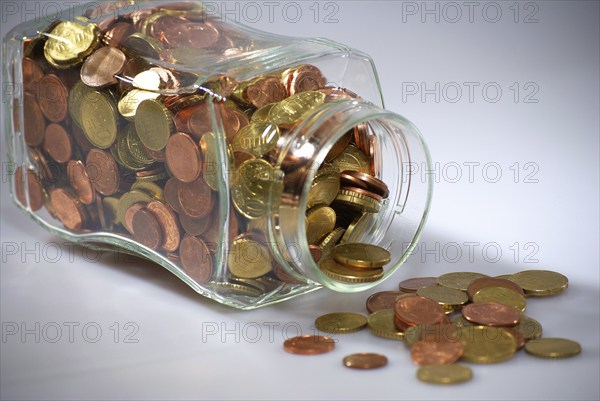 Euro coins in a jar, Hamburg, Hamburg, Federal Republic of Germany