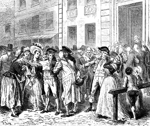 Fever of the revolution in the Rhineland, mistrust, revolt, uprising, crowd, street scene, news