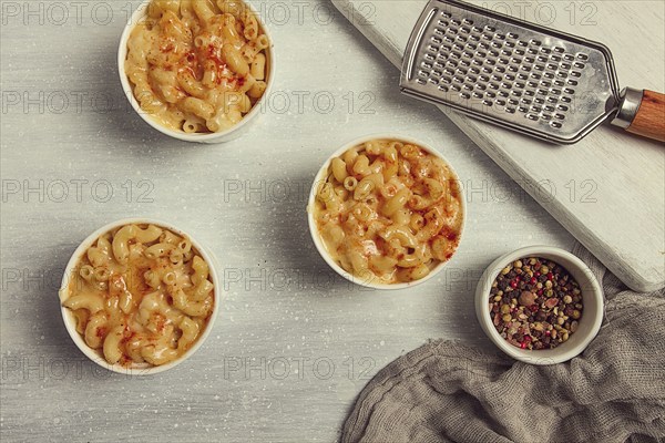 Mac and cheese, American dish, top view, no people