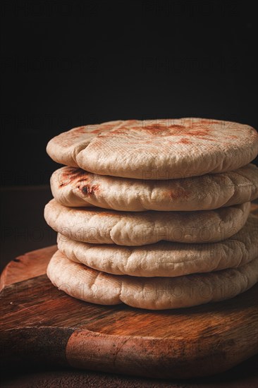 Pita bread, stack, on the table, no people