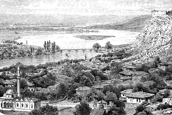 Skutari, today Shkodra, in Albania, in 1880, Historical, digital reproduction of an original from