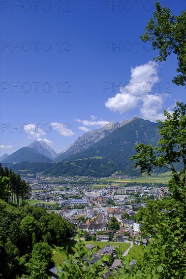 From Frundsberg Castle, view of Schwaz and the Inn Valley, Schwaz, Inn Valley, Tyrol, Austria,