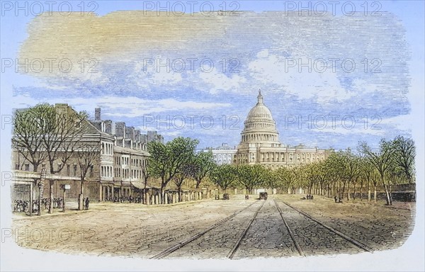 The Capitol building in Washington DC in the 1870s. From American Pictures Drawn With Pen And