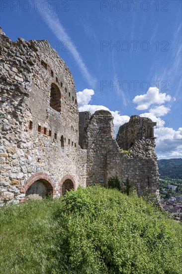 The ruins of Staufen Castle on the Schlossberg, Staufen im Breisgau, wine-growing region,