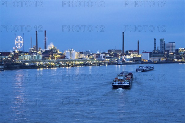 Backdrop of Chempark Leverkusen, Bayer Leverkusen, chemical park, chemical plant, river Rhine,