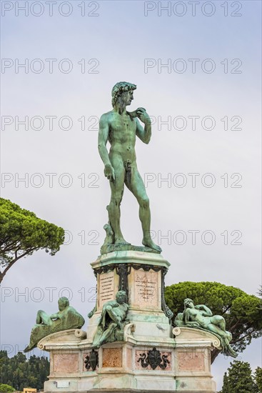 Statue of David in Piazza Michelangelo, travel, tourism, sculpture, history, culture, Florence,