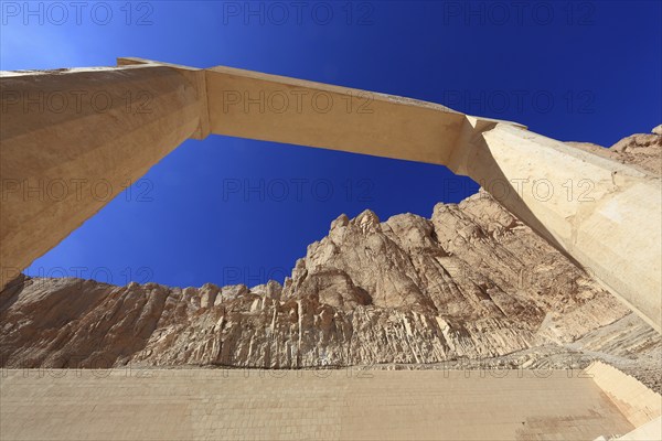 Part of the temple complex, columns, mortuary temple of Hatshepsut, Hatshepsut Temple in Deir