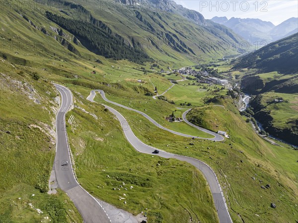 James Bond Goldfinger curve viewpoint on the Furka Pass. Scenes for the James Bond film Goldfinger