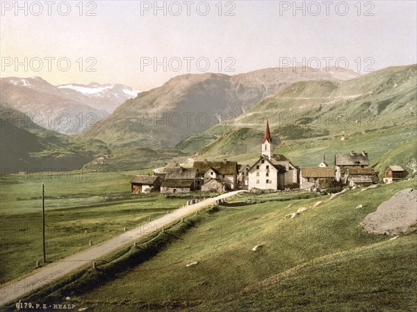 Furka Pass, Realp, general view, Bernese Oberland, Switzerland, Historic, digitally restored