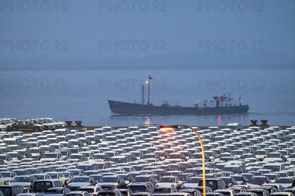 Parking space for import vehicles, hundreds of Hyundai Ioniq, electric cars, waiting for onward