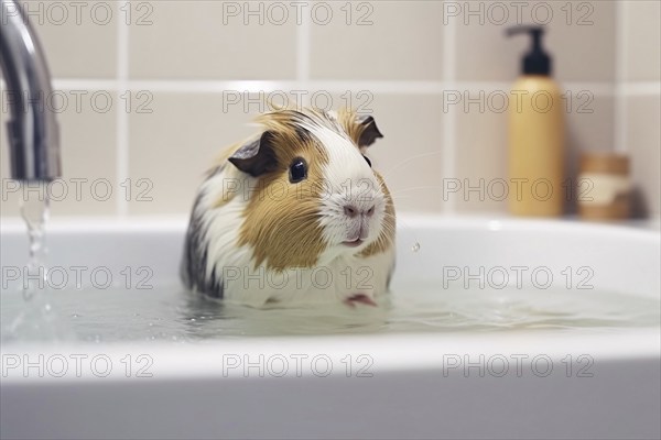 Guinea pig in bathing tube. KI generiert, generiert AI generated