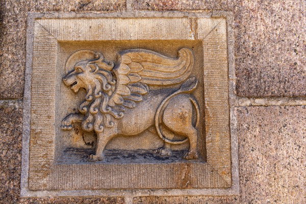 Odense, early Gothic St Albani Church, Roman Catholic church, entrance portal with sandstone