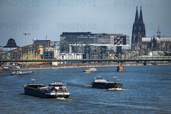 Crane houses, at the customs harbour, Cologne-South, residential and office high-rises, cargo