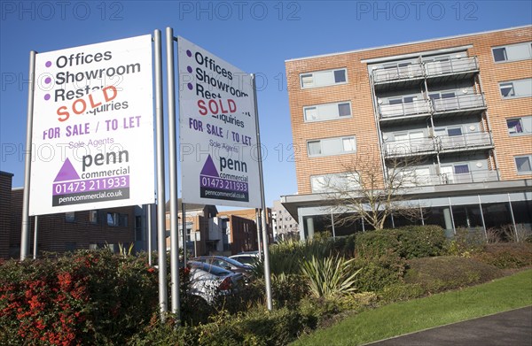 Sold sign for Penn estate agent commercial property at the Waterfront development around the Wet