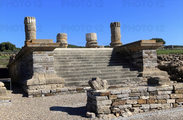 Temple steps at Baelo Claudia Roman site, Cadiz Province, Spain, Europe