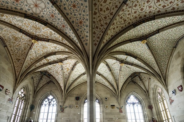 Interior view, summer refectory, Cistercian monastery Bebenhausen, Tübingen, Baden-Württemberg,