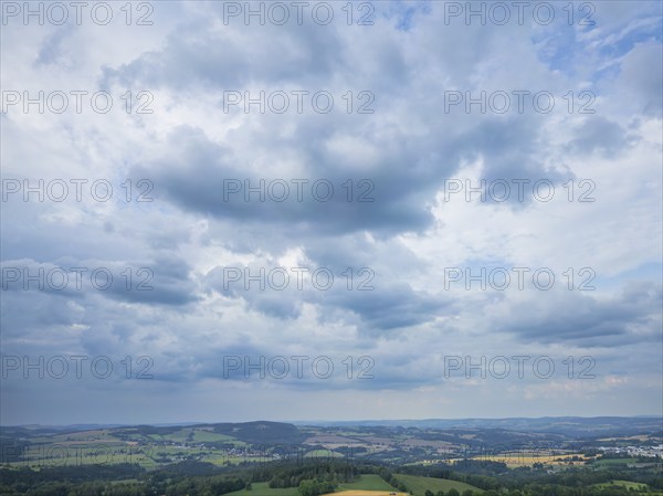 Rain clouds over the Ore Mountains near Annaberg-Buchholz, Annaberg Buchholz, Annaberg Buchholz,