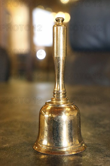 Close-up of a hand bell used, for example, in meetings, committees or courtrooms (here: council