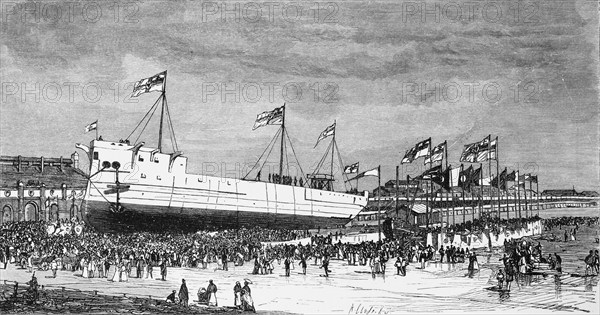 Christening of the armoured frigate Großer Kurfürst, Bremerhaven, Lower Saxony, North Sea, name,