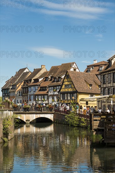 Picturesque colourful half-timbered houses, La Petite Venise, Colmar, Alsace, Bas-Rhin, France,