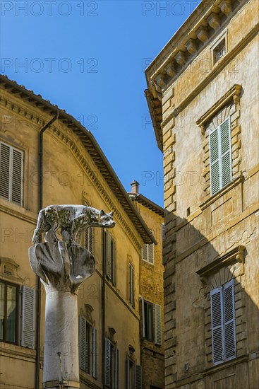 She-wolf and children, sculpture in the historic centre, heraldic animal, monument, symbol,