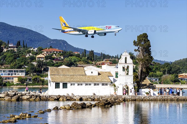 A TUI Boeing 737 MAX 8 aircraft with the registration D-AMAH at Corfu Airport, Greece, Europe