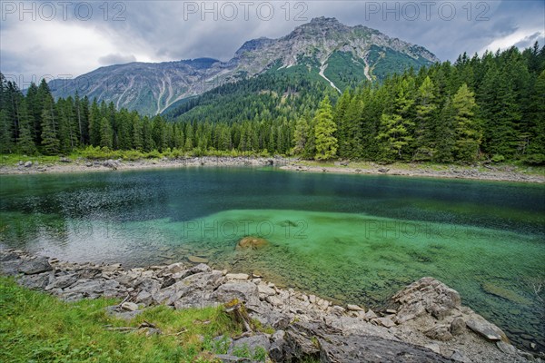 Obernberger See, mountain lake, landscape of the Stubai Alps, weather mood, cloud mood, Obernberg