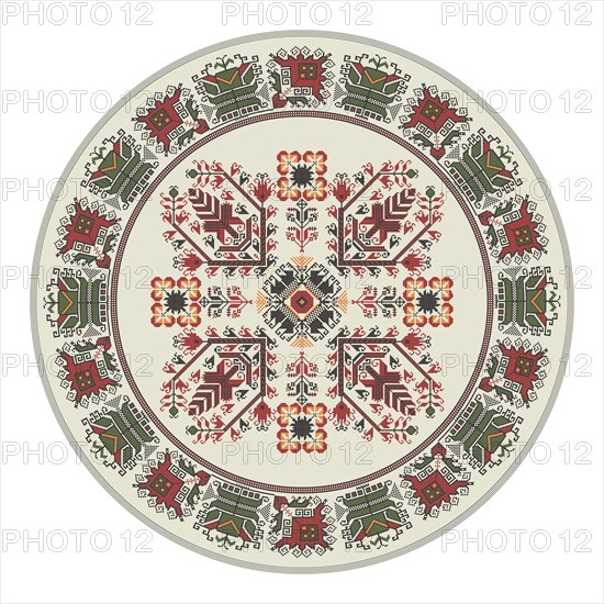 Traditional Bulgarian embroidery design element over white background