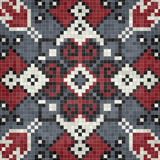 Mosaic tiles decorative background, seamless repeating vector pattern template for wallpaper,