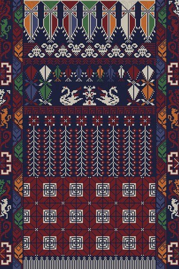 Traditional Palestinian Tatreez, seamless pattern vector template