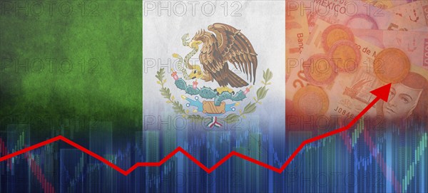 Financial graph of Mexican economic recovery. Mexico economy growth on financial graph