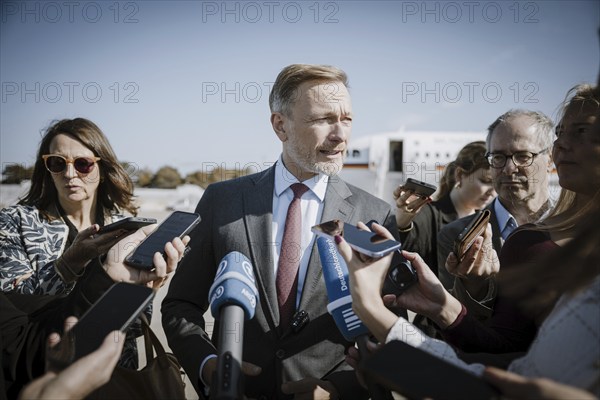 Christian Lindner (FDP), Federal Minister of Finance, photographed during a press statement in