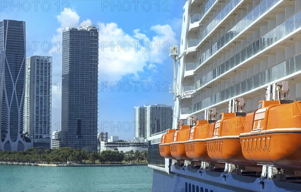 Cruise ship departing to Caribbean vacation from Miami port