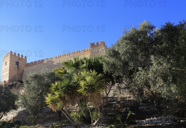 Walls of the Alcazaba fortress in city of Almeria, Spain, Europe