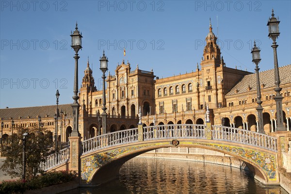 The Plaza de España, Seville, Spain built for the Ibero-American Exposition of 1929. It is a