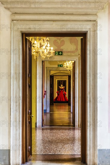 Exhibition of magnificent evening dress creations by fashion designer Roberto Capucci, 17th century