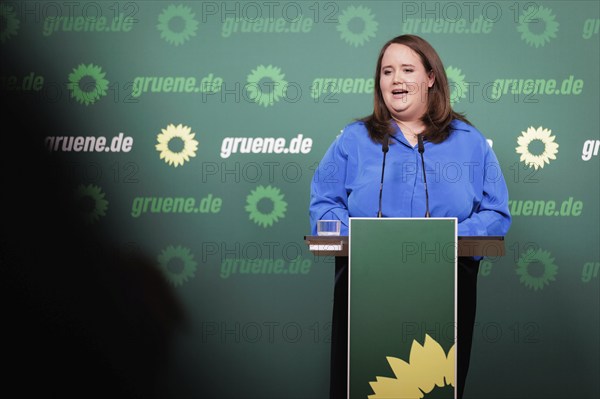 Ricarda Lang, Federal Chairwoman of Bündnis 90/Die Grünen, recorded during a press conference in
