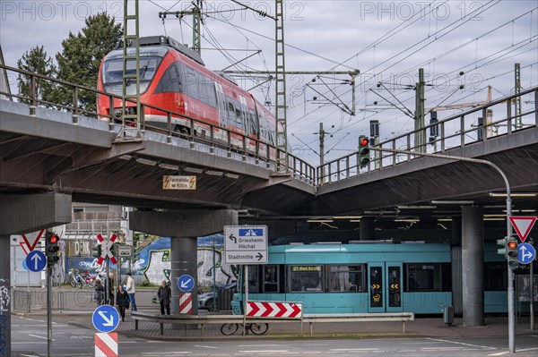 Local trains, suburban trains, Galluswarte station, from Frankfurt am Main, Hesse, Germany, Europe