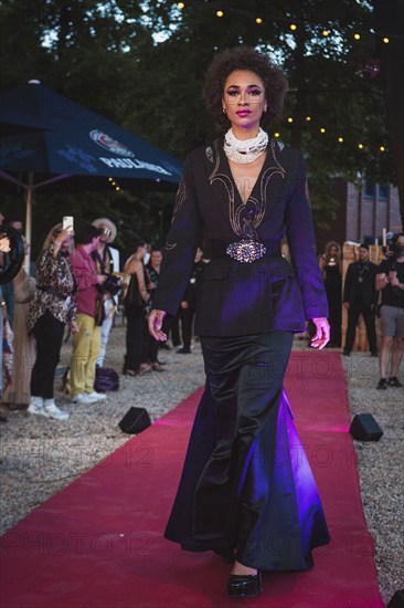 Model at Harald Glööckler's first Fashion Night for his new fashion collection Teuber by HARALD