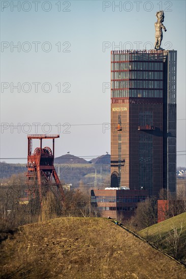 Nordsternpark, former site of Nordstern colliery, headframe, Nordstern tower, Hercules sculpture,