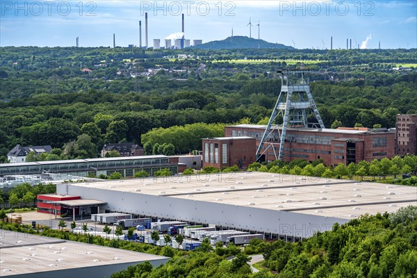 Truck, lorry, logistics company, logistics centre on the former Ewald colliery site in Herne, North