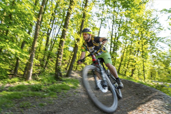 Brammentrail, mountain bike trail on the Schurenbach spoil tip, in Essen North Rhine-Westphalia,
