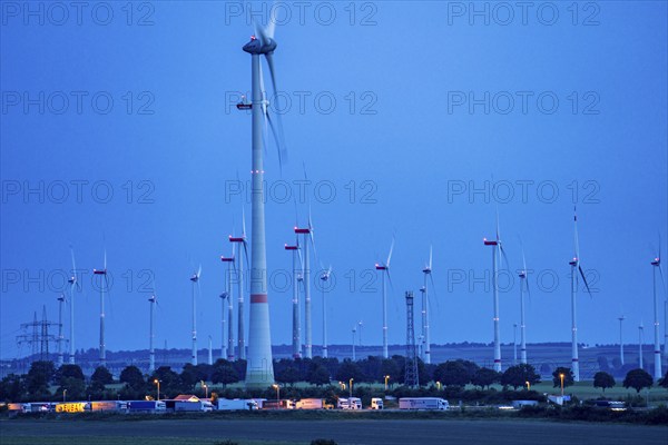 Wind farm, south of the village of Helmern, part of Bad Wünnenberg, Paderborn district, A44