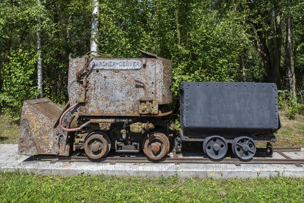 Tenders, coal wagons at Le Bois du Cazier coal mine museum, Marcinelle near Charleroi, province of
