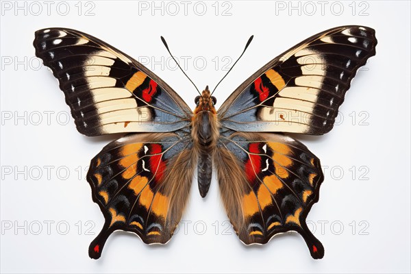 Beautiful, stylized California Tortoiseshell butterfly on a white background, AI generated