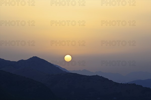 Sunset view of mountains, Sepino, Molise, Italy, Europe