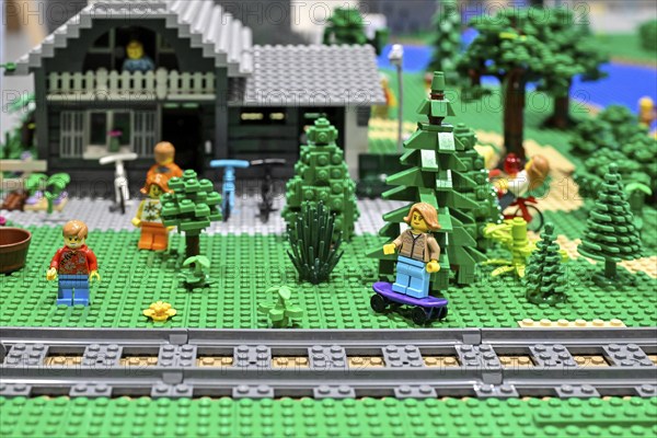 Lego figure with skateboard