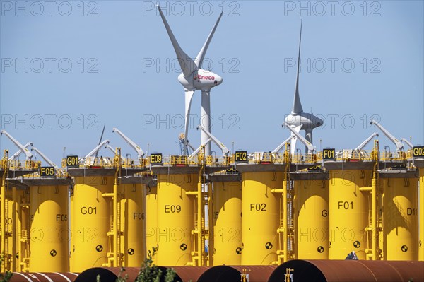 Transhipment centre for offshore wind turbines, which are transported here by the manufacturer and